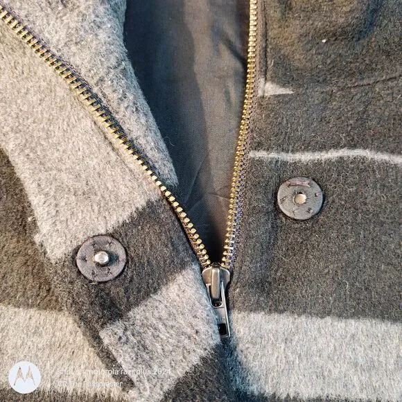 Ann Taylor LOFT Gray Black Striped Wool Blend Long Full Zip Coat*The Passmaster* - Picture 10 of 11